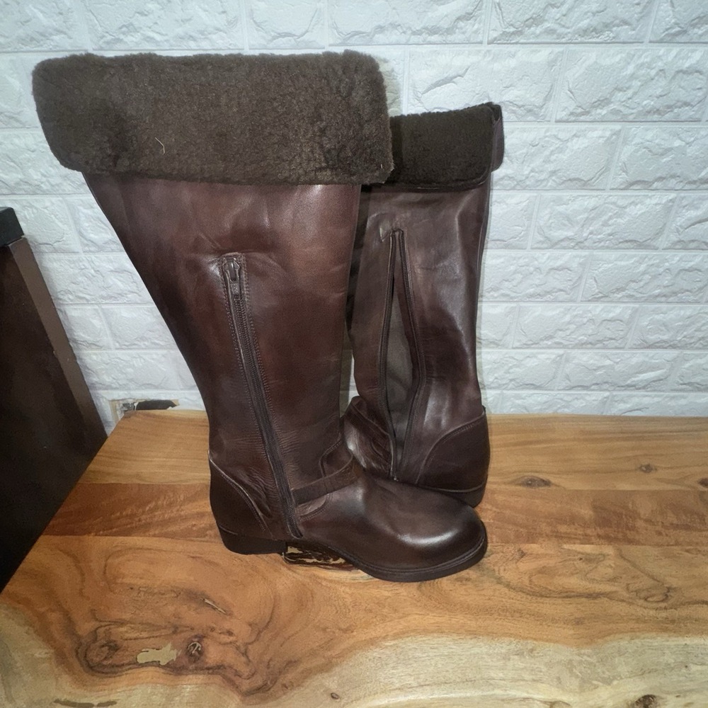 Vintage Foundry Co VFL-226 Brown Leather Shearling Riding Boots Women's 9 - Picture 9 of 10